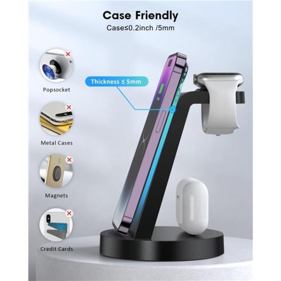 3 in 1 Charging Station for Apple Device, Wireless Charger for iPhone - Picture 5 of 7